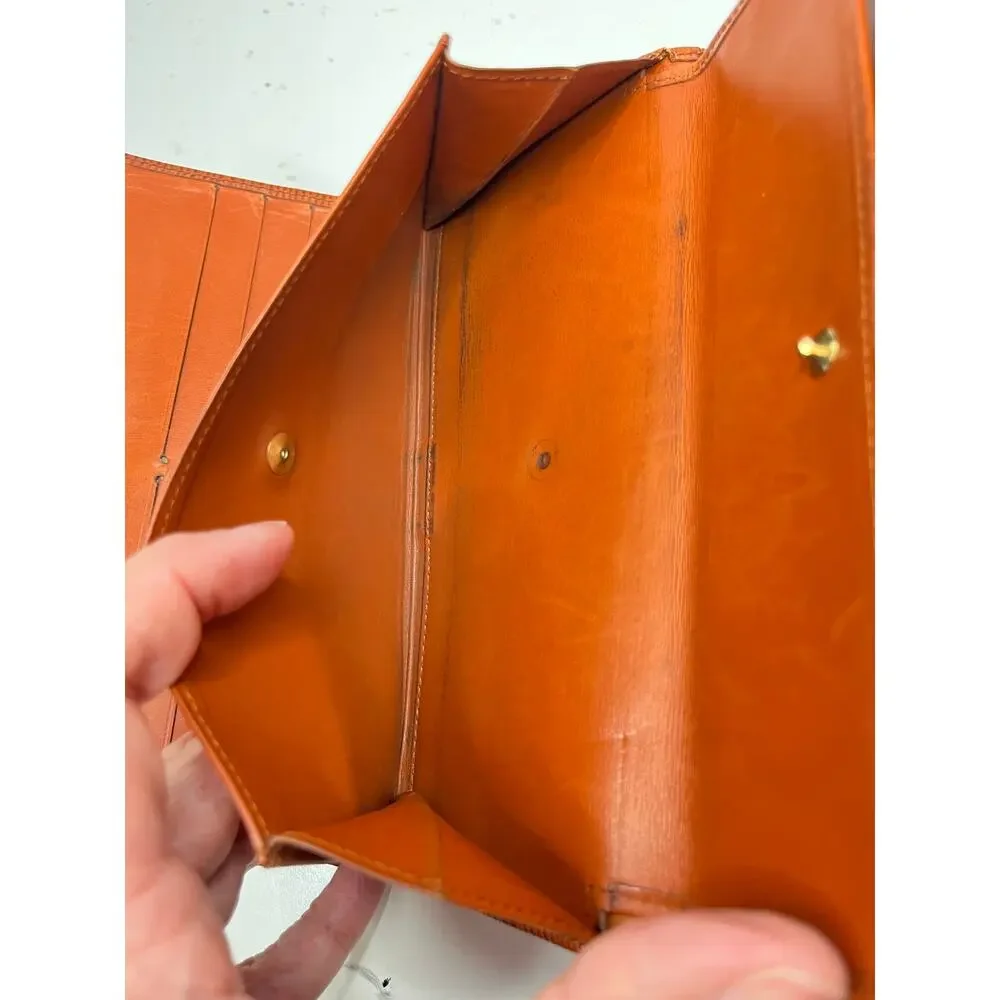 Louis Vuitton Vintage Epi Leather Long Continental Wallet Brown Cognac 90's